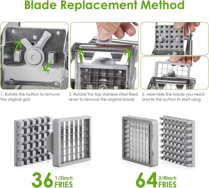 Stainless Steel Shredder, Potato Cutter, Meat Chopper, French Fries Slicer, Cutting Machine, Blade, Potato Chips Maker