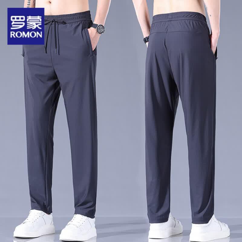 Luomeng Men's Ice Silk Straight Casual Trousers