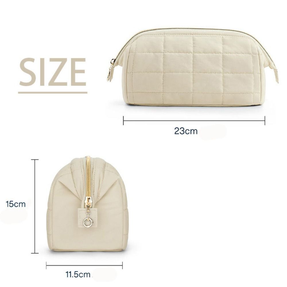 Puffy Padded Travel Cosmetic Bag Solid Color Wide-open Makeup Bag Women Makeup Organizer Case Large Capacity Toiletry Bag