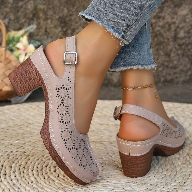 Plus Size Women Chunky High Heel Sandals