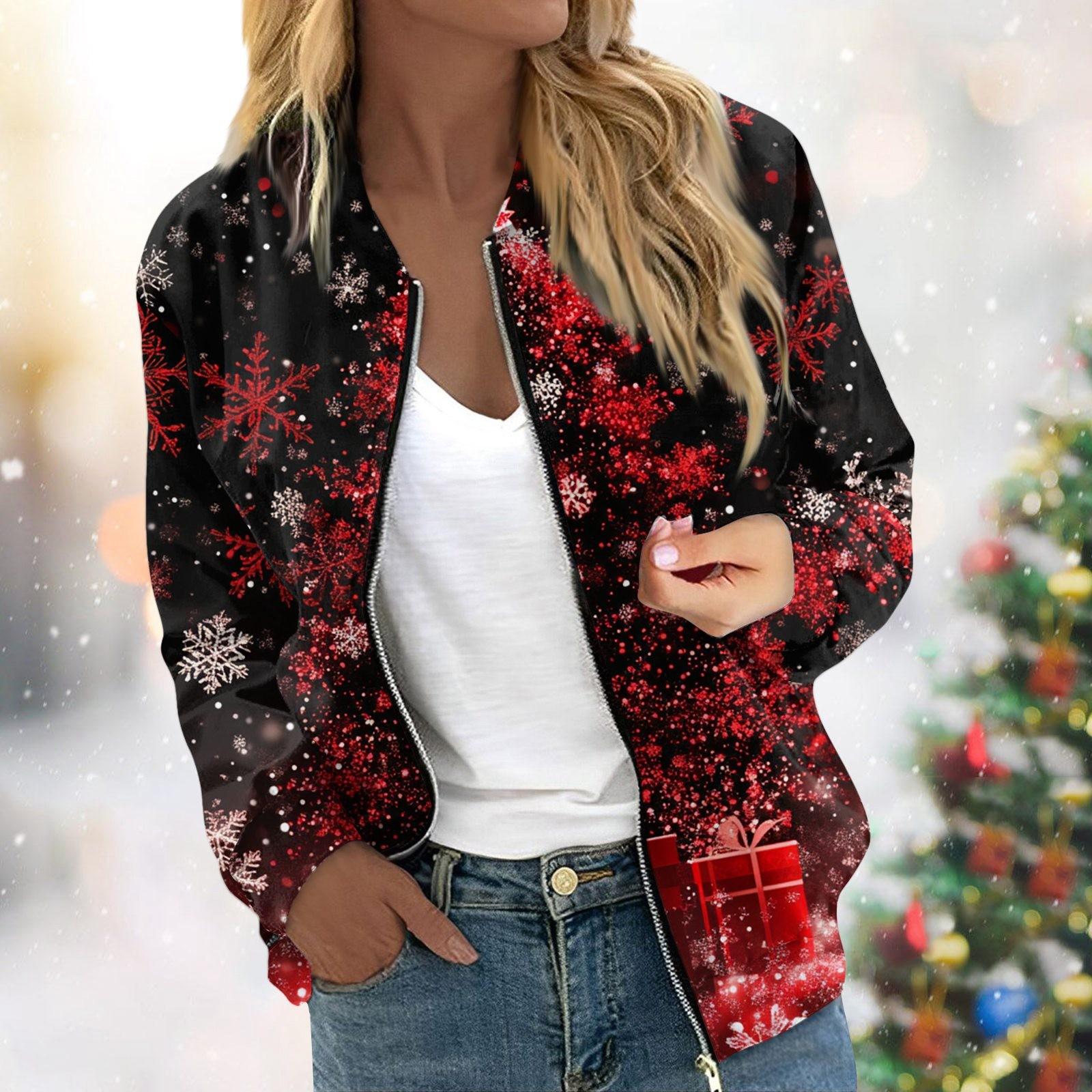 Женская легкая короткая куртка с длинными рукавами на молнии с принтом — фото 8