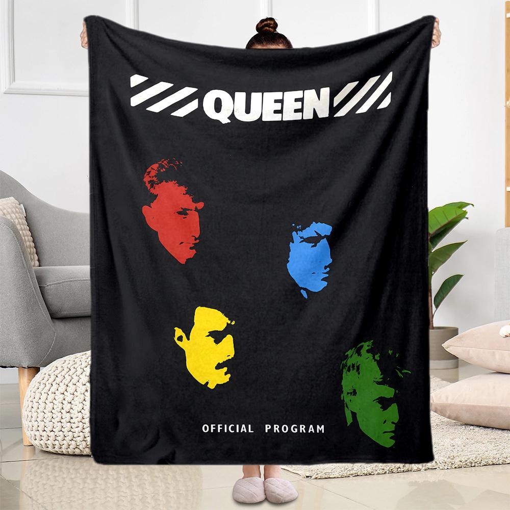 Rock Band Black Leather Blanket Durable Comfort Suitable for Couch Sofa Office for All Occasions Playful Design Best Holiday Gift for Friends Family