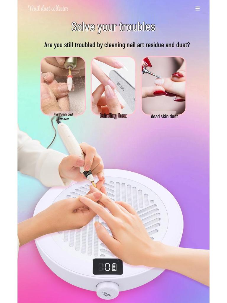 Low Noise Brushless Nail Dust Collector with Variable Speed and No Dust Leakage