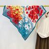 New Literary Style Oil Painting Flower Square Scarf Women's Fashion Versatile Neck Scarf Daily Commuter Decoration Silk Scarf Shawl