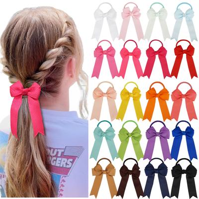20 st 3,5 tums Cheer-rosetter för flickor Hästsvanshållare Cheerleading-rosetter Elastiska hårband för spädbarn, barn, barn