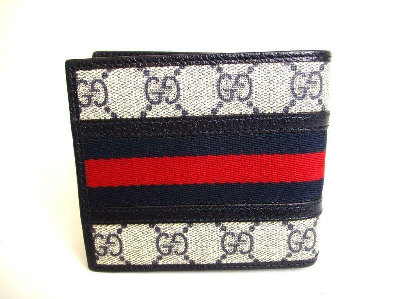 Authentic GUCCI Beige Leather Bifold Wallet Ophidia GG Bifold Wallet #9988  Refurbished