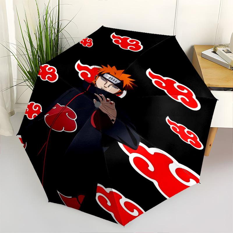 1 PC Automatic Folding Umbrella - Naruto Cloud Power Pattern Portable Foldable Design With 8 Ribs Christmas Birthday Gifts