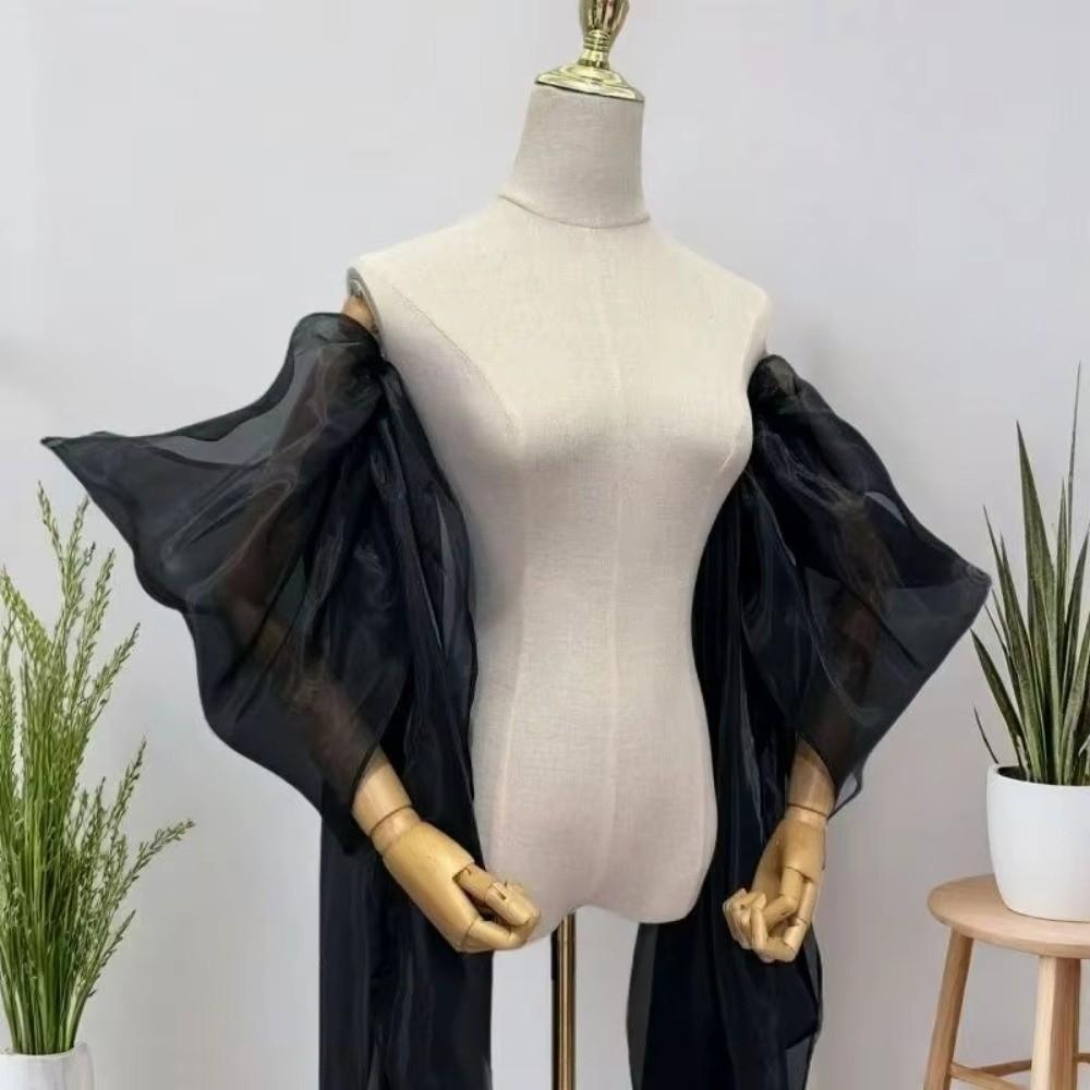 Fluffy Bridal Arm Sleeves Seethrough Ribbon Wrap Sleeves Puff Sleeves Wrap  Dance Dress Accessories