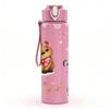 1PC Bear Cute Flower Quote Print 750ml Color Plastic Sports Water Bottle Leakproof Flip Straw Lid Suitable for Sports Office Home Use