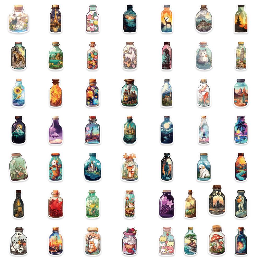 100PCS Bottle Big World Cartoon Stickers Luggage Skateboards Cute DIY Phone Cases Stationery Graffiti Stickers