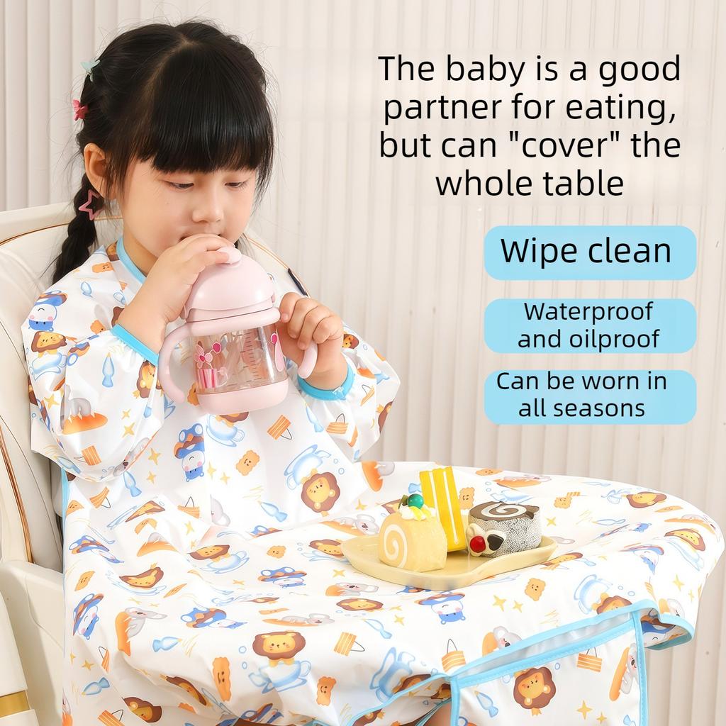 Integrated dining chair cover baby eating bib, waterproof and oil filled children's food apron self-centered and dirt proof tool