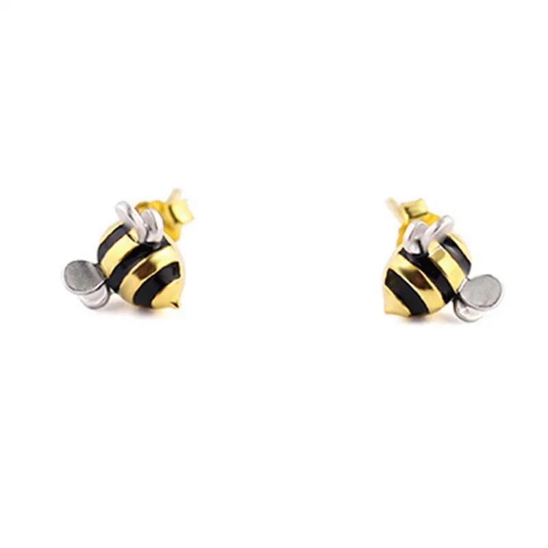 

925 Sterling Silver Animals Bee Stud Earrings For Women Kids Prevent Allergy pendientes pendientes plata de ley 925 mujer