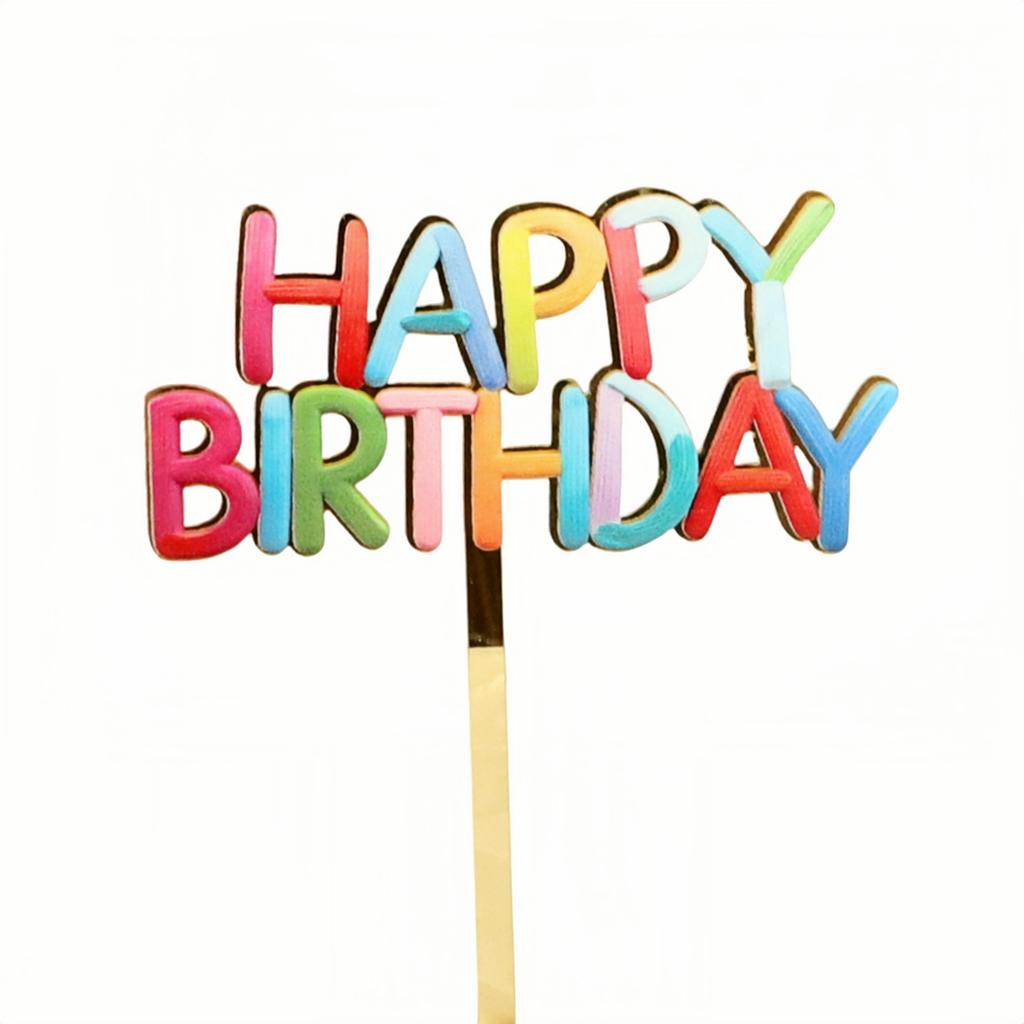 Topper per Torta di Compleanno Acrilico Colorato Stampa Fronte-Retro Decorazioni per Feste di Compleanno Topper per Cupcake per Bambini Adulti