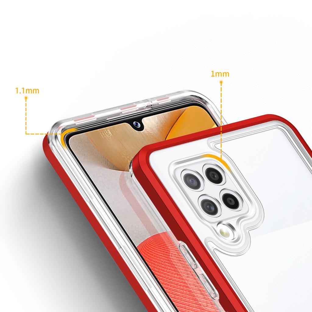 Clear 3In1 Etui Do Samsung Galaxy A42 5G Żelowy Pokrowiec Z Ramką Czerwony