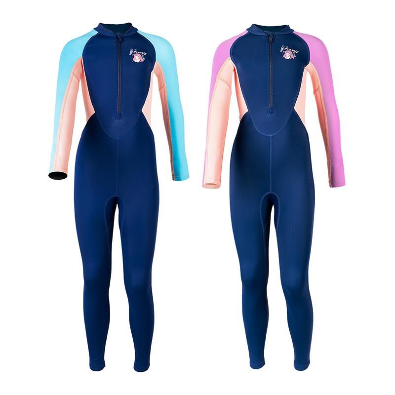 Children's Swimsuit One-piece Long-sleeved Girls 'student Training Sunscreen Quick-drying Hot