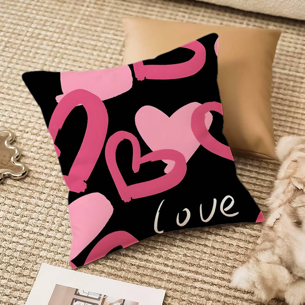 Fashion Love Heart Pillow Case Anti-dustmite Invisible zipper Sofa Bed
