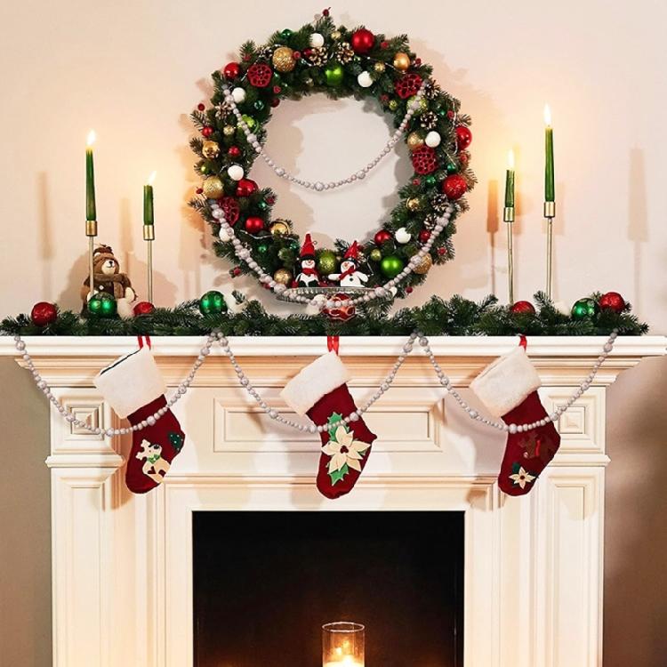 Wooden Bead Christmas Garland 7.41ft Long Festival Tree Decoration For Mantels Staircase Holiday Party Centerpieces