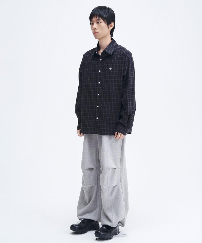 SLOW RECORD HOUSE Vintage Check Shirt_Black