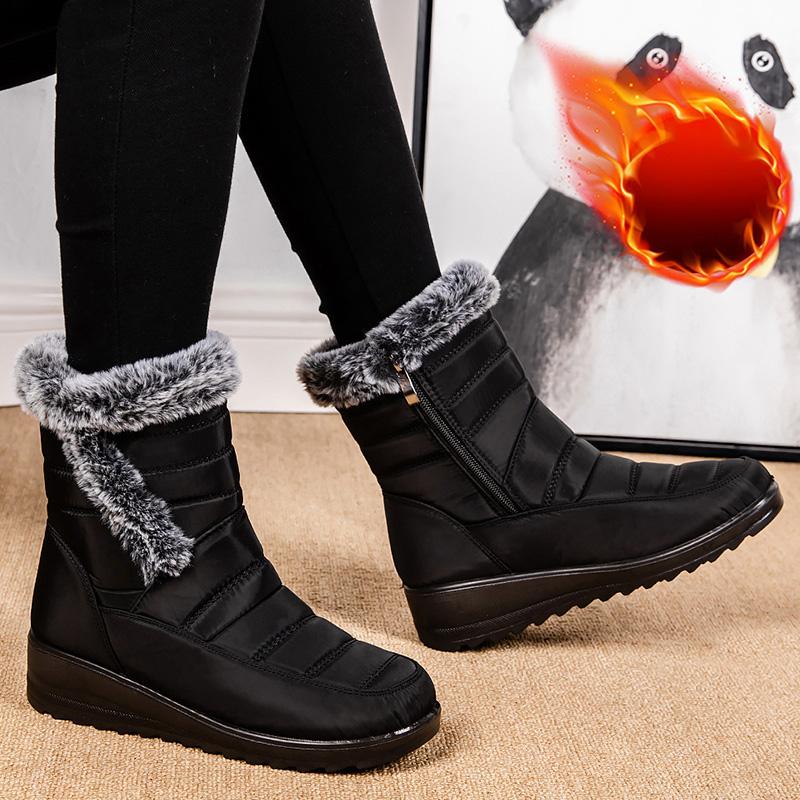 Snow Women'S Boots Flat Ladies Shoes Platform Shoes Woman Fashion Mid Women'S High Boots Soft Botas Mujer Winter Shoes Boots
