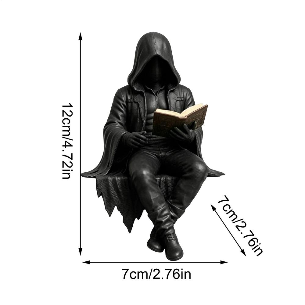 7x11/9.6x16cm Gothic Reaper Statue Aesthetic Sitting Skeleton Decor, Spooky Shelf Tabletop Ornament For Home Living Room Bedroom