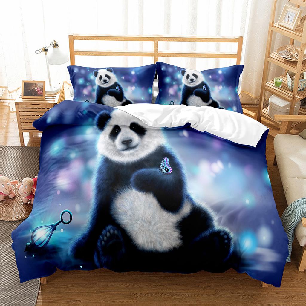 Cartoon Panda Bettbezug Set Niedliches Muster King Queen Full Size Für Kinder Jungen Mädchen Polyester Bettdeckenbezug Mit Kissenbezug