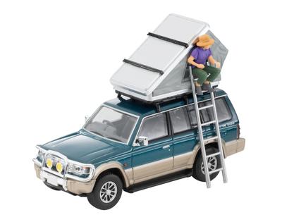 TOMYTEC Tomica Limited Vintage Neo Mitsubishi Pajero Stredná strecha Široké VR Vozidlo s voliteľnými dielmi Model 1991 so stanom a figúrkou Hotový produkt