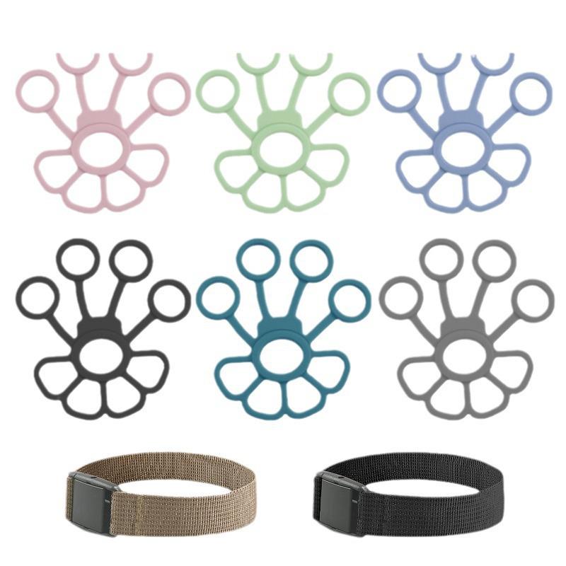 Silicone Five-Finger Grip Strengthener & Wrist Strap Finger Stretcher