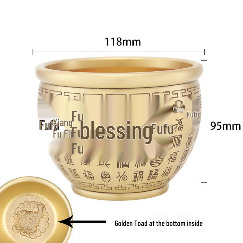 Copper Pot Decorative Ashtray: Pure Brass Blessings and Wealth Attraction Jar.
