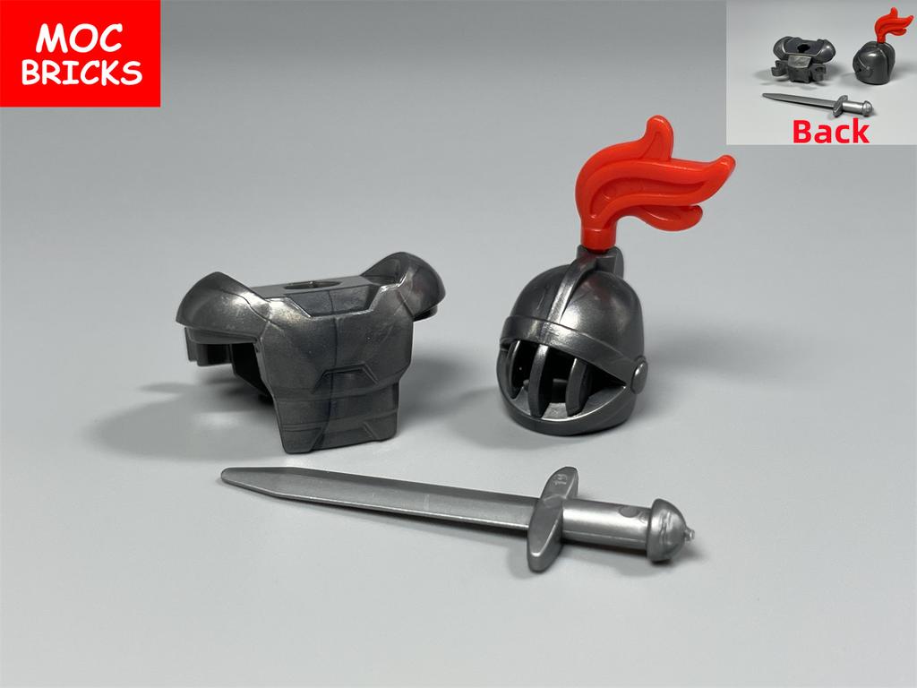 5sets/lot MOC Bricks Medieval Knights Hero Armor Paint Helmet sword warrior soldier Educational Building Blocks Toys