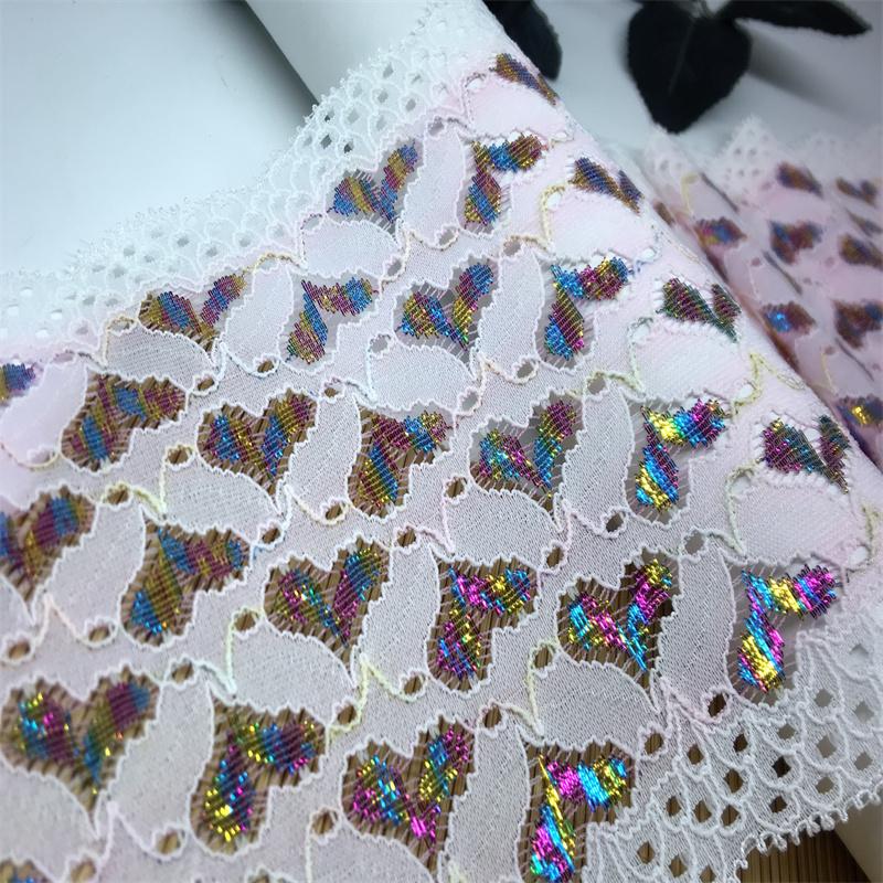 Elastic Lace, 14cm wide Multicolor Stretchy Spandex Lace Trim for Lingerie, Dress, Garment, Sewing & Crafting