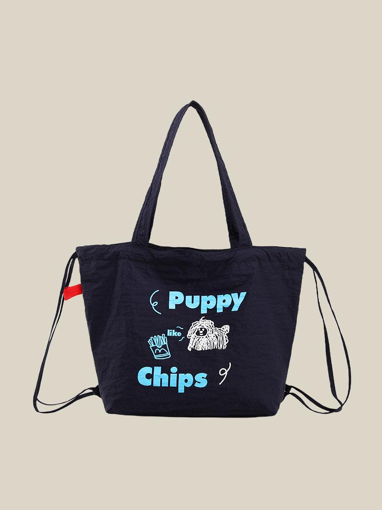 

Korean lazy wind large capacity tote bag 2025 new simple monogram dual-purpose drawstring backpack shoulder bag Темно-синій