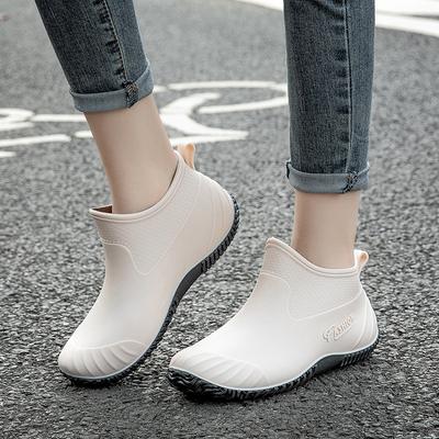 Fashion Rain Shoes Women's Short Tube Four-season Rain Boots Wear Non-slip Low-top Water Shoes Wash Car Shopping Kitchen Shoes Work Rubber Shoes