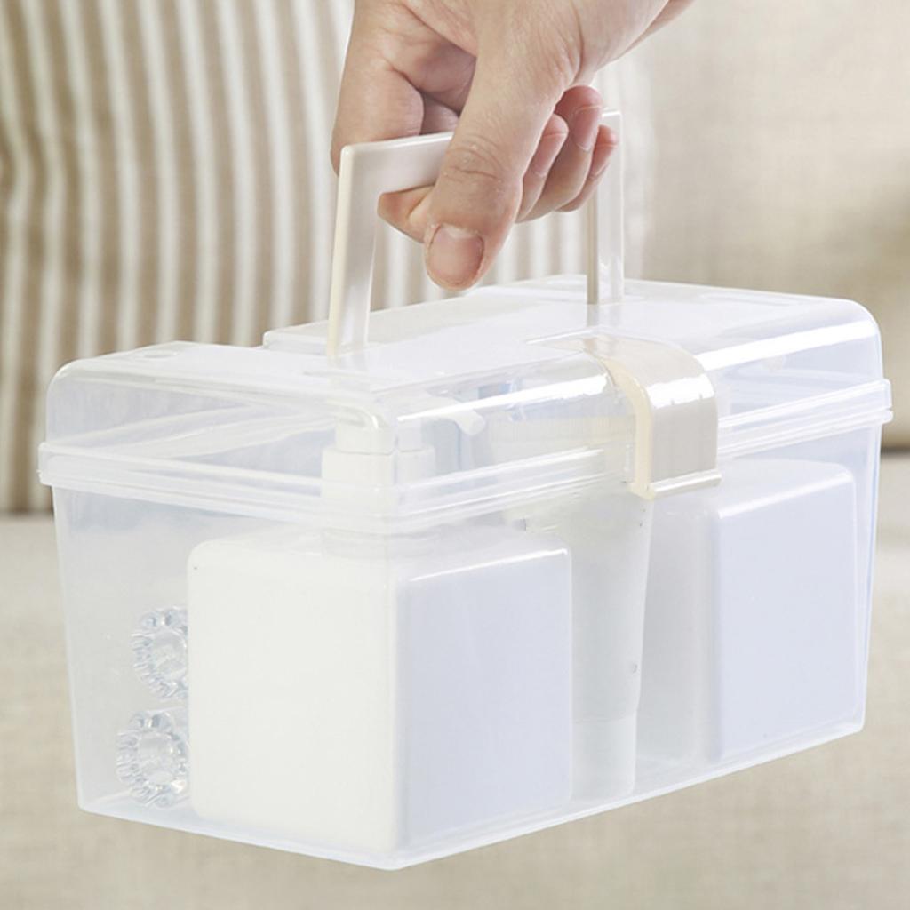 Transparent Storage Box Large Capacity Handheld Desktop Portable Multifunctional Storage Container with Handle for Home
