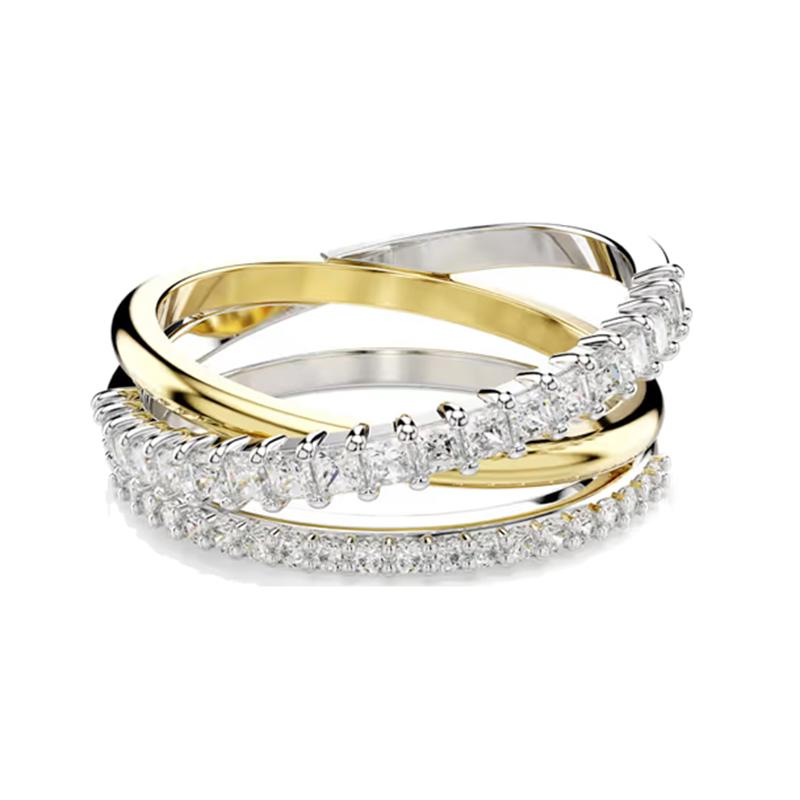 Swarovski Hyperbola Triple Prong Set Synthetic Cubic Zirconia Ring Women s Silver 5689732