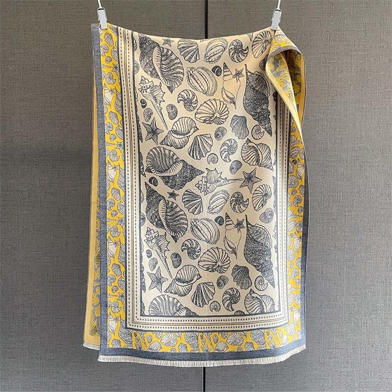 Luxury Conch Jacquard Thicken Warm Winter Women Scarf Imitation Cashmere Shawl Pashmina Scarves Female Wrap Blanket Poncho