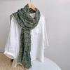 Autumn Winter Floral Scarf Retro Versatile Korean Version Cotton And Linen Scarves Women'S Thin Breathable Shawls
