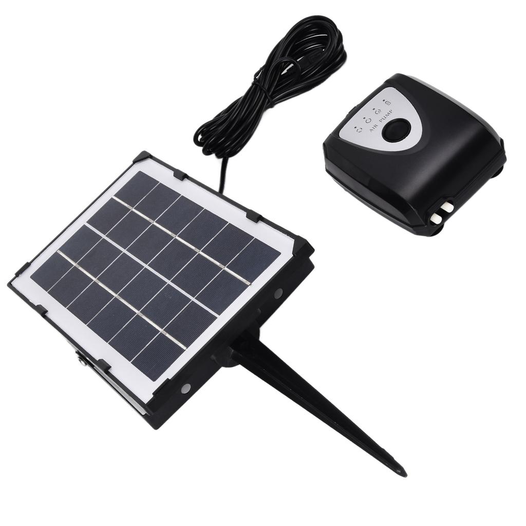 Solar Sauerstoffpumpe Niederdruck Erdspieß Steckdosenbelüfter mit Sauerstoffschlauch und Luftausströmerstein