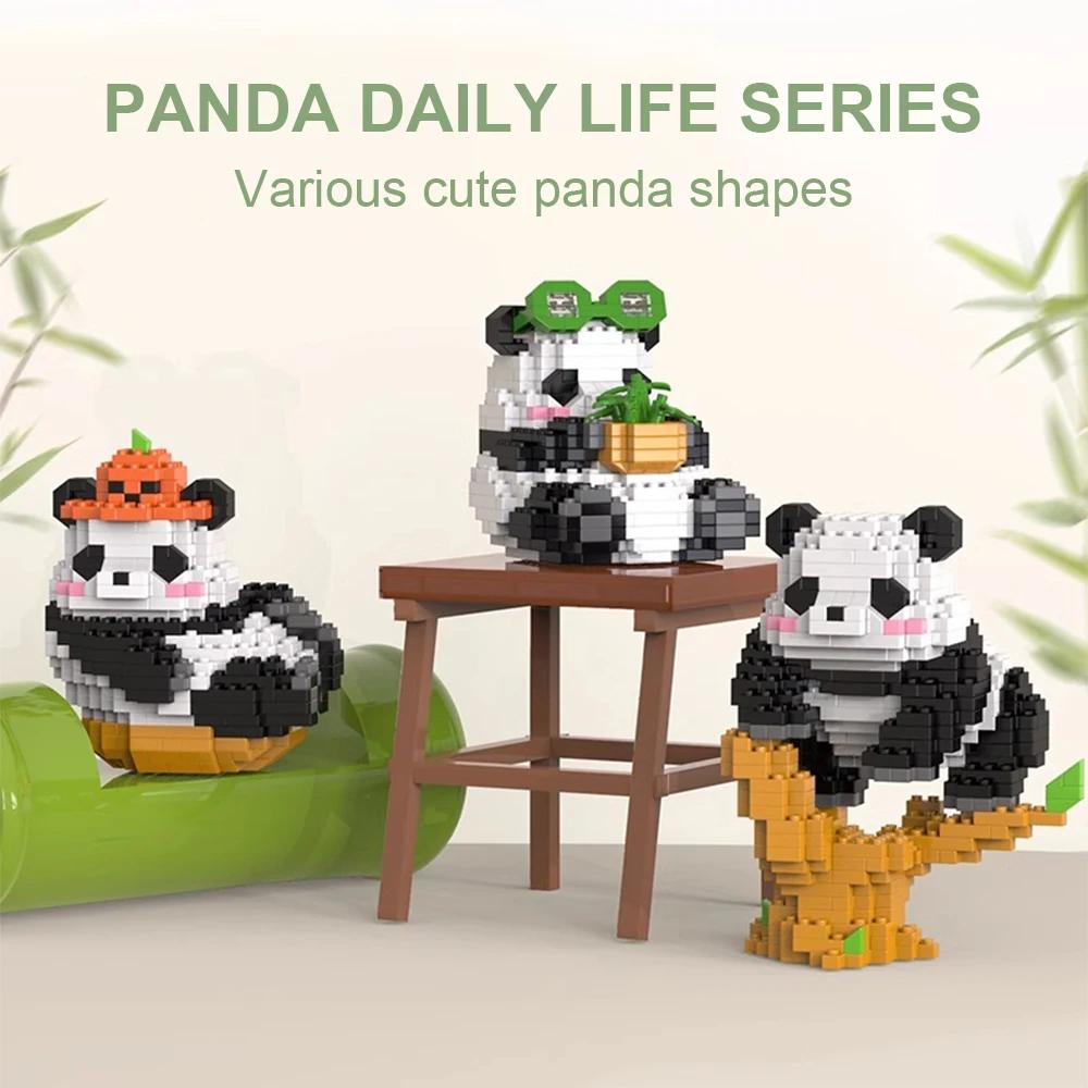 Roztomilá čínská panda stavebnice sady DIY vzdělávací montážní hračky kostky mini zvířátka model MOC děti vánoční dárek k narozeninám