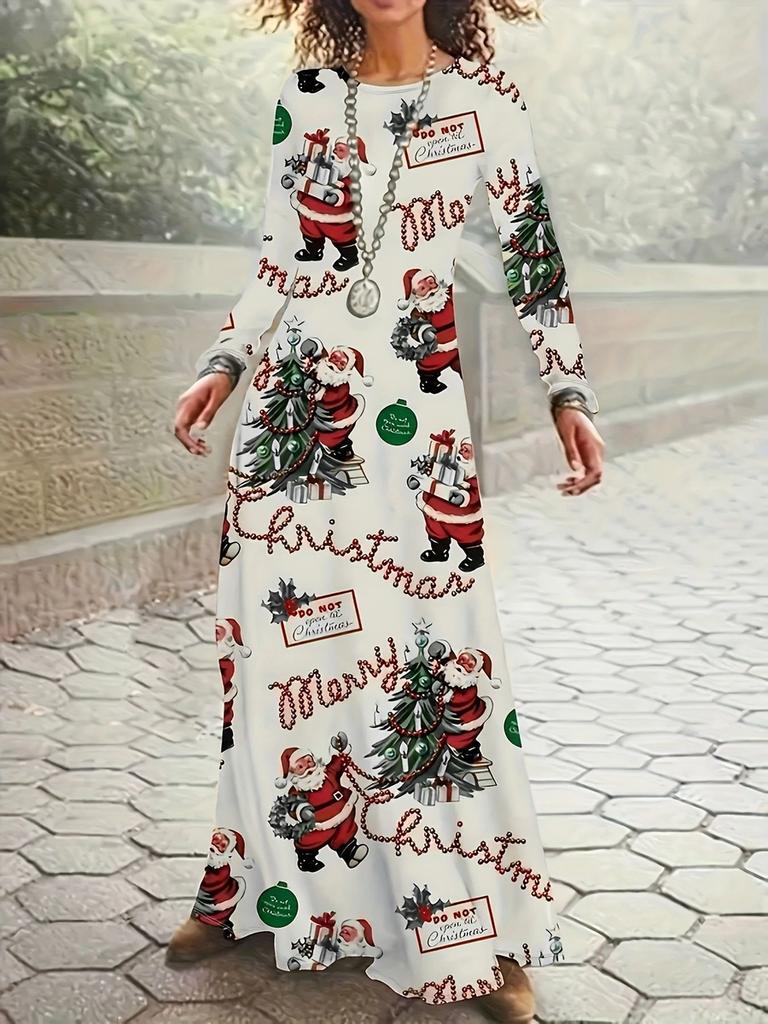 Printed Wholesale Women's Fall/Winter Long Sleeve Dress - Christmas Sale