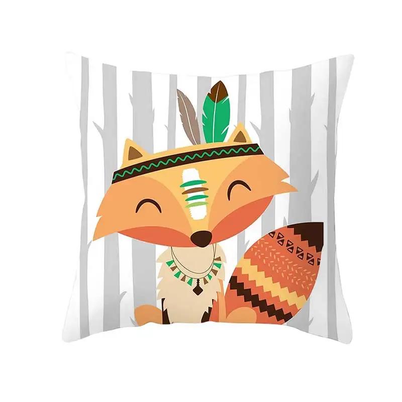 Funny Cute Animal Cushion Cover Cartoon Creative African Tribe Fox Pillow Case For Sofa Home Textile Pillow Covers Pillowcase