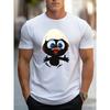 Men's Summer 100 Cotton Fashionable Casual Sports Loose and Interesting Cartoon Penguin Pattern Printed Round Neck Short Sleeved T-shirt