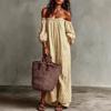 2026 European and American Independent Station Spring and Summer Women's Striped Shoulder Long Dress