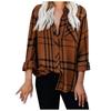 Women's Casual Loose Lapel Long Sleeve Plaid Printed Shirt Blouse Shirts Tops