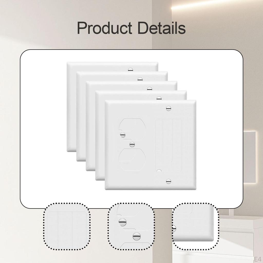 5 Count Duplex Outlet Plates, Modern Switch Covers for Household And Hotel Use