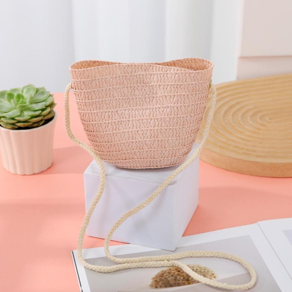 

Солом яна солом яна сумочка у формі черепашки Літня пляжна сумка Портмоне Сумки на плече Дитячі дитячі рожевий