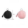 New Canvas Mini Coin Bag Solid Color Round Small Pocket Bag with Zipper Key Earphones Pouch