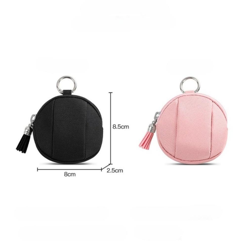 New Canvas Mini Coin Bag Solid Color Round Small Pocket Bag with Zipper Key Earphones Pouch