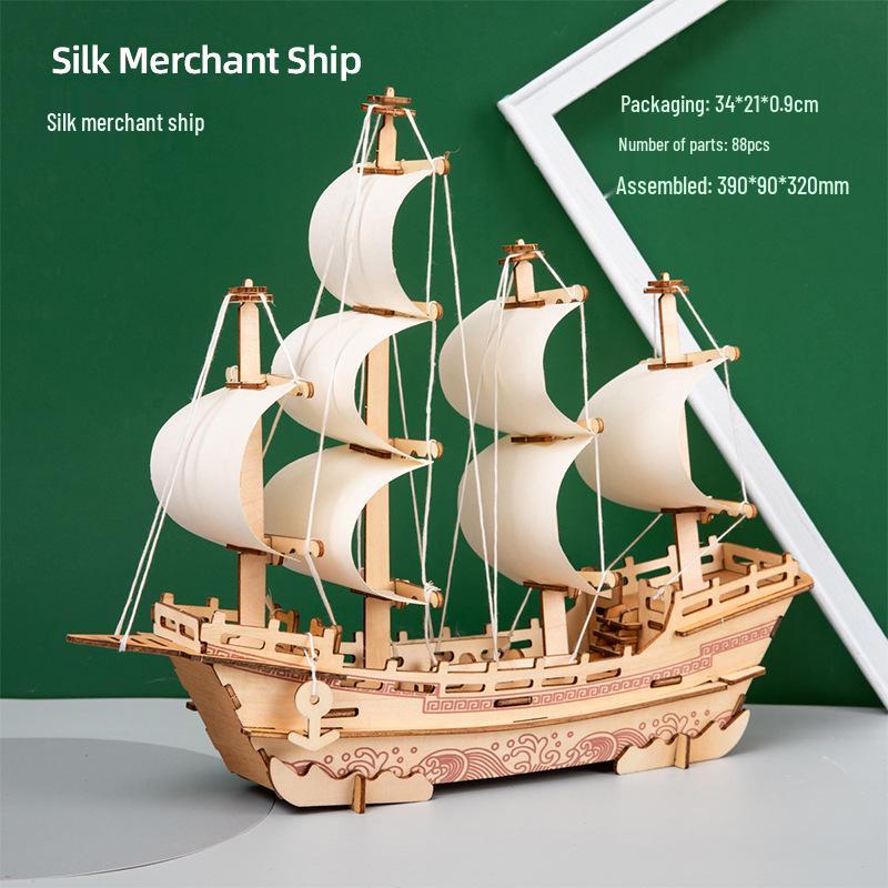Cross-Border Wooden 3D Puzzle DIY Educational Model Toy for Kids
