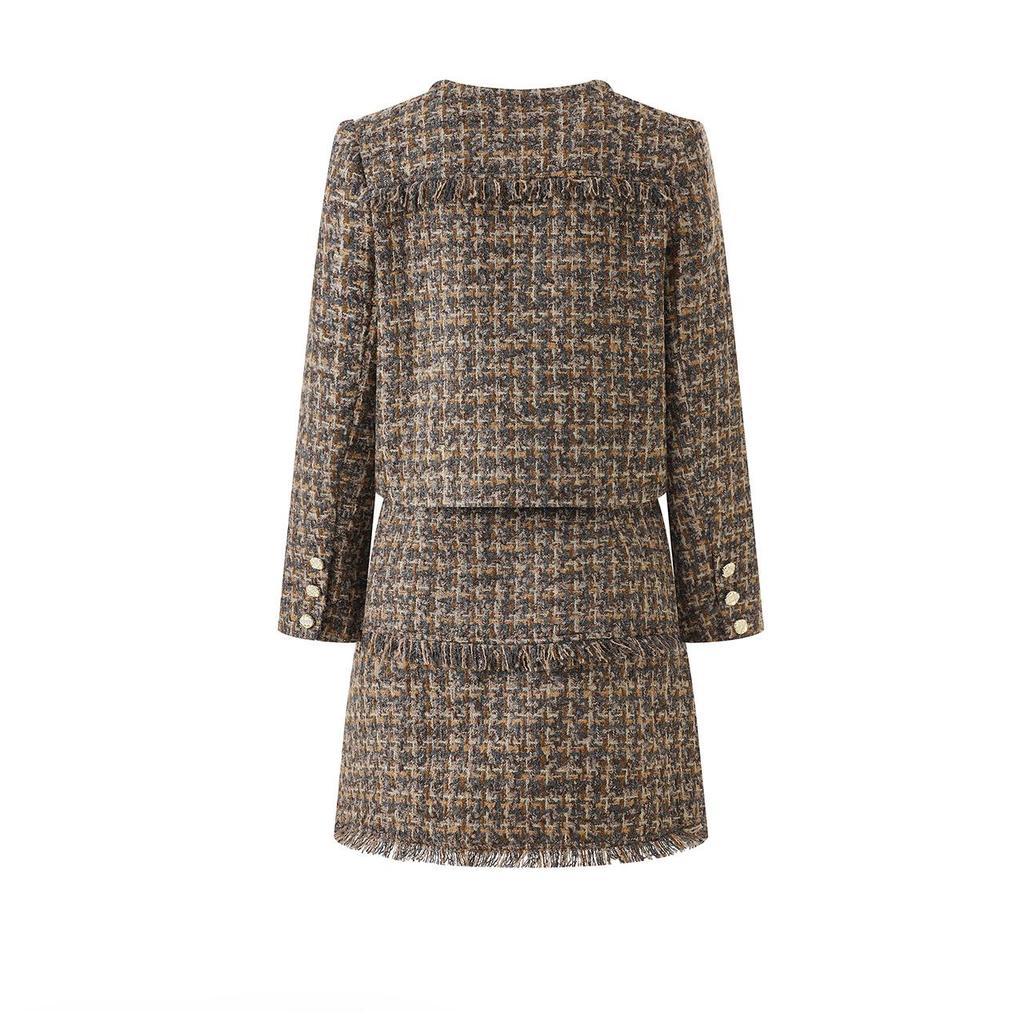 Nanyou Elegant Tweed Wool Jacket & Skirt Set