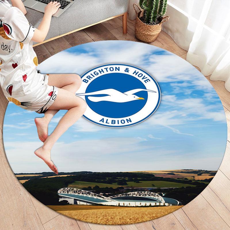 Brighton & Hove Albion Round Area Rug,Carpet Rug for Living Room Bedroom Sofa Playroom Decor,Non-slip Floor Mat